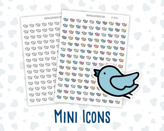 Bird - Cage Cleaning - Feeding Reminders - Mini Doodle Icon-Sticker