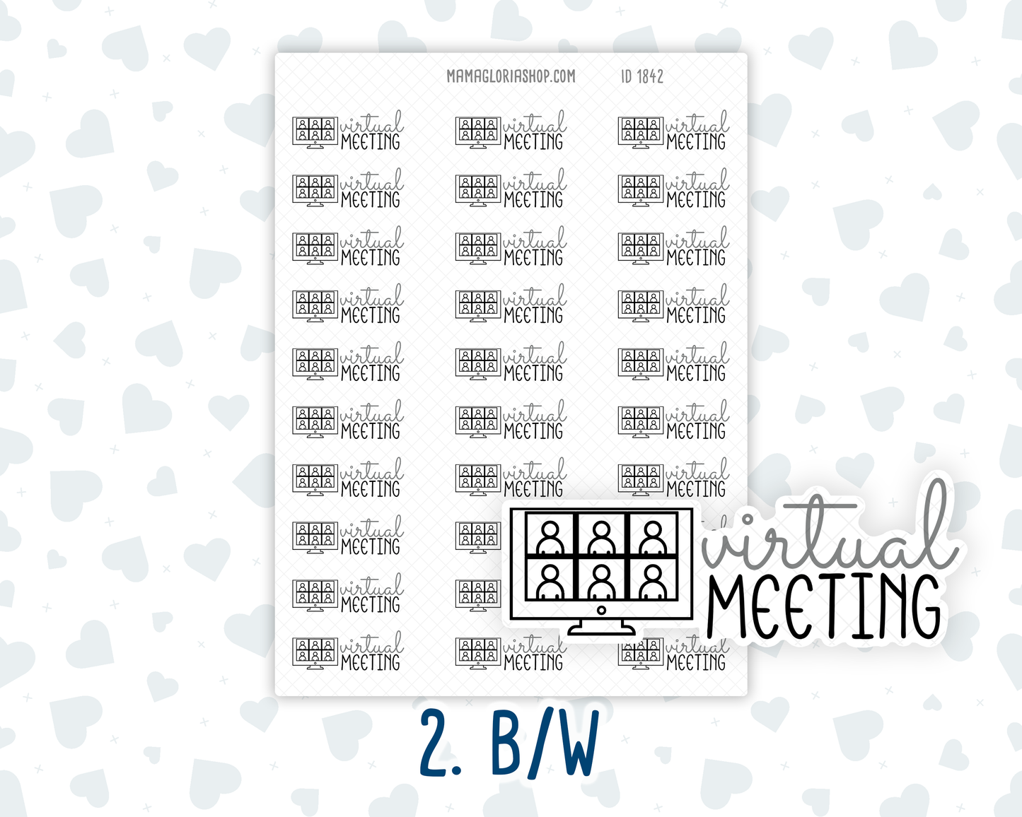 Virtual Meeting - Text Sticker With Icon