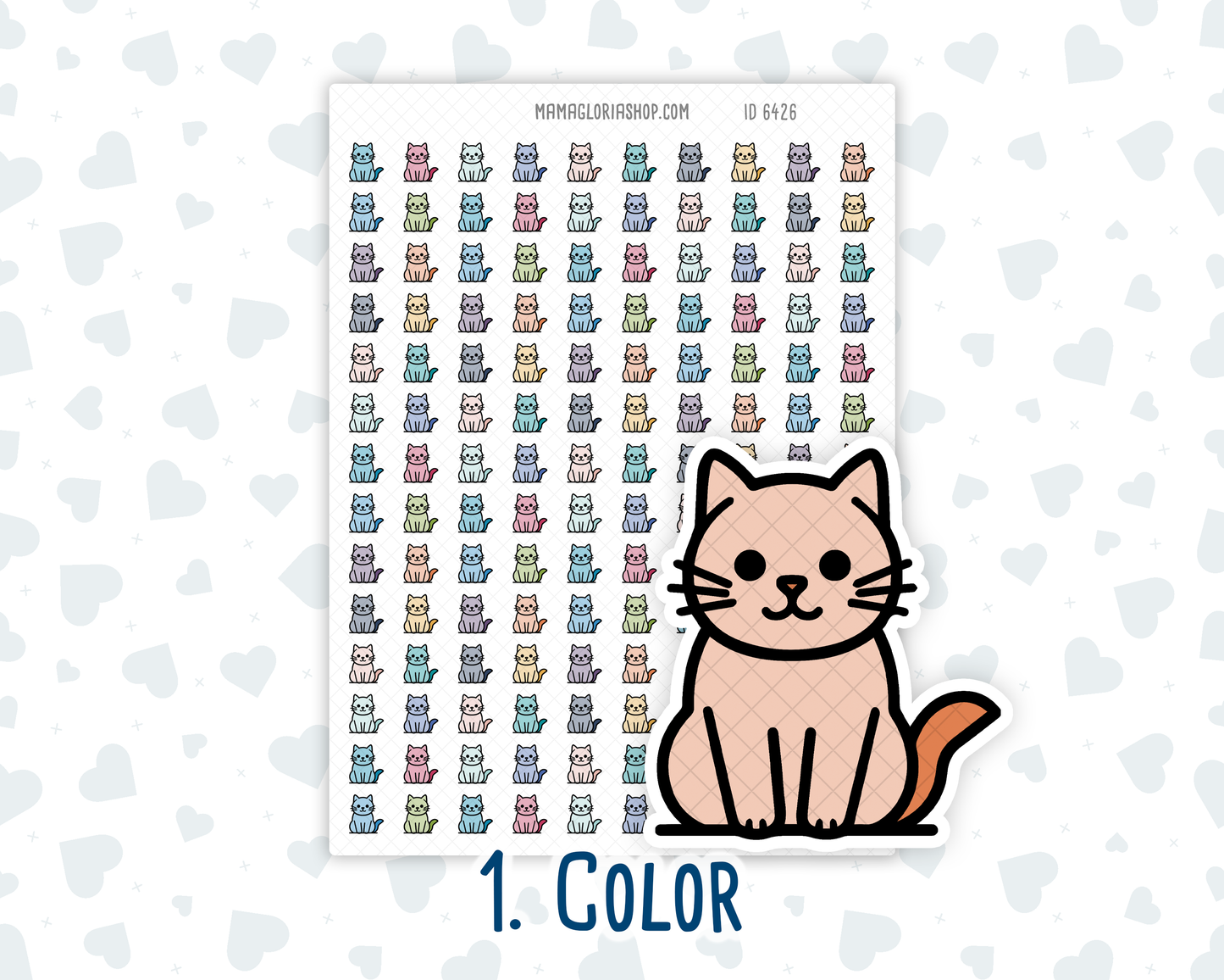 Cat- Pet grooming - Feeding reminders - Vet Tracking - Mini Doodle Icon-Sticker