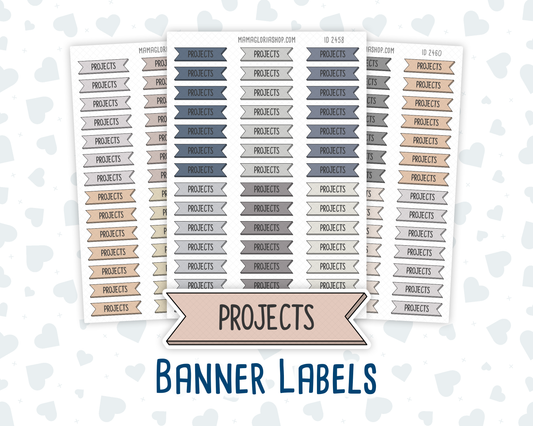 Projects - Banner Label Stickers - Functional - For Planners – Wild Sage & Muted Slate