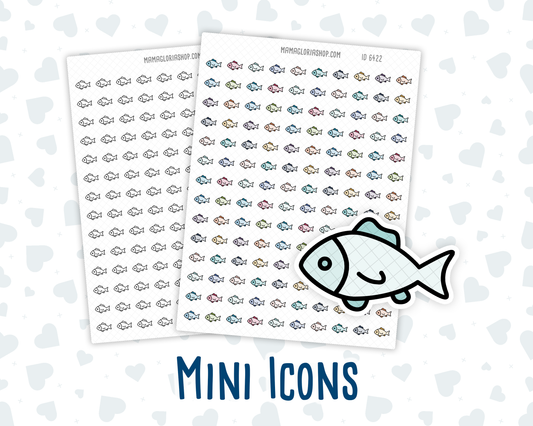 Fish- Aquarium Cleaning - Feeding Reminders - Mini Doodle Icon-Sticker