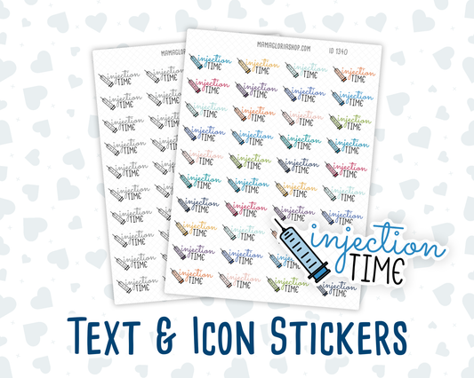 Injection Time - Text Sticker With Icon