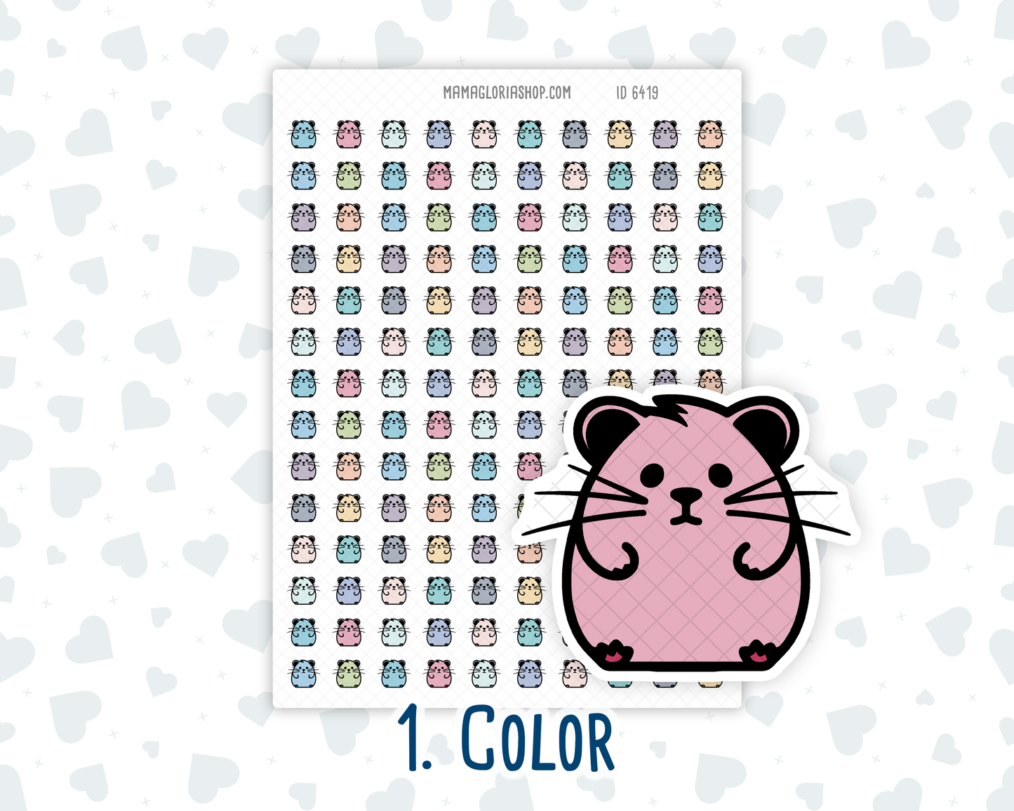 Hamster - Feeding reminders - Cage cleaning - Mini Doodle Icon-Sticker