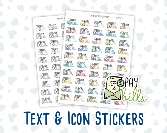 Pay Bills - Text Sticker With Icon