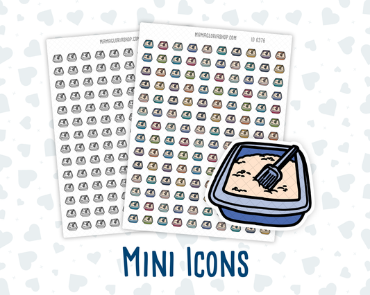 Cat Litter Box Cleaning - Cat Care - Mini Doodle Icon-Sticker