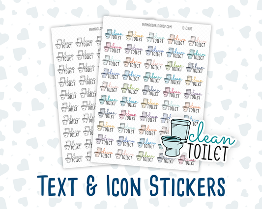 Clean Toilet - Text Sticker With Icon