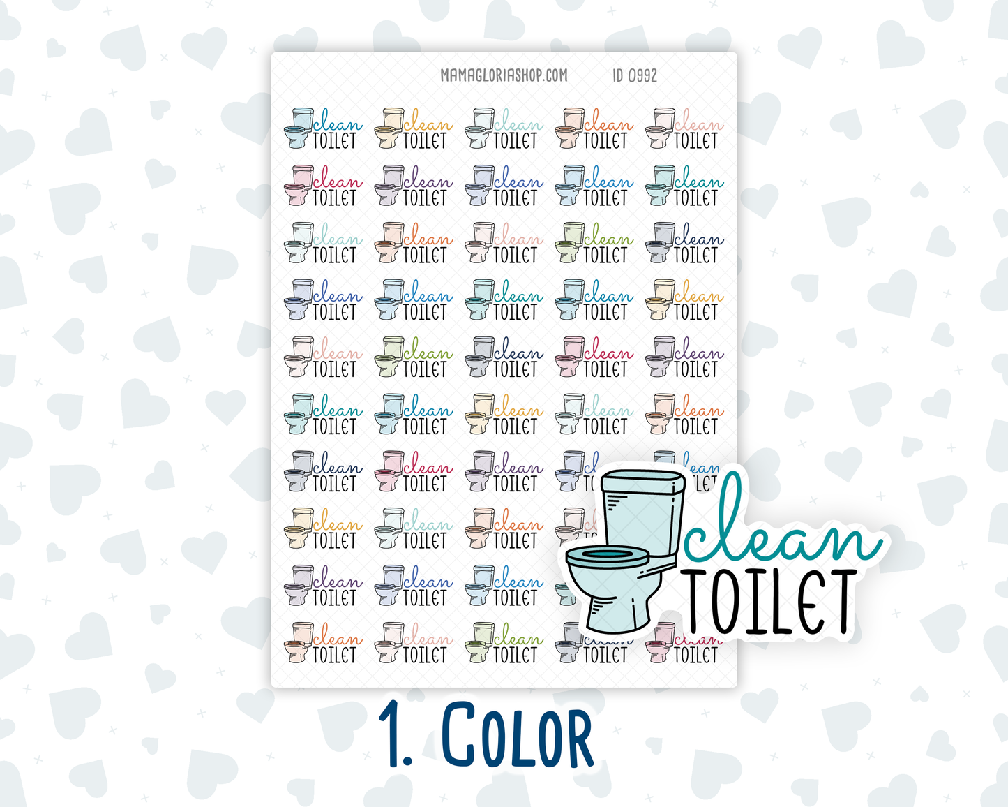 Clean Toilet - Text Sticker With Icon