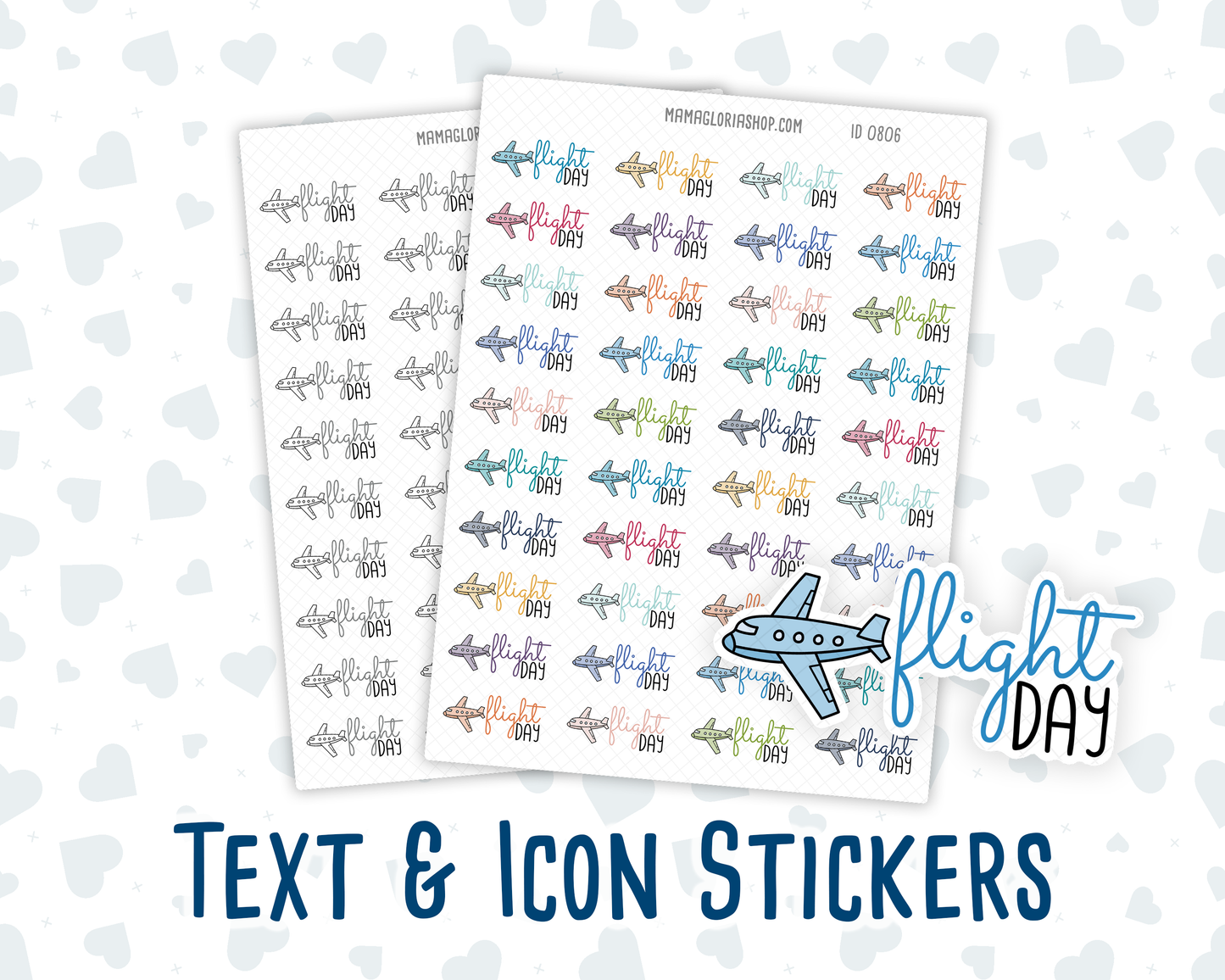 Flight Day - Text Sticker With Icon