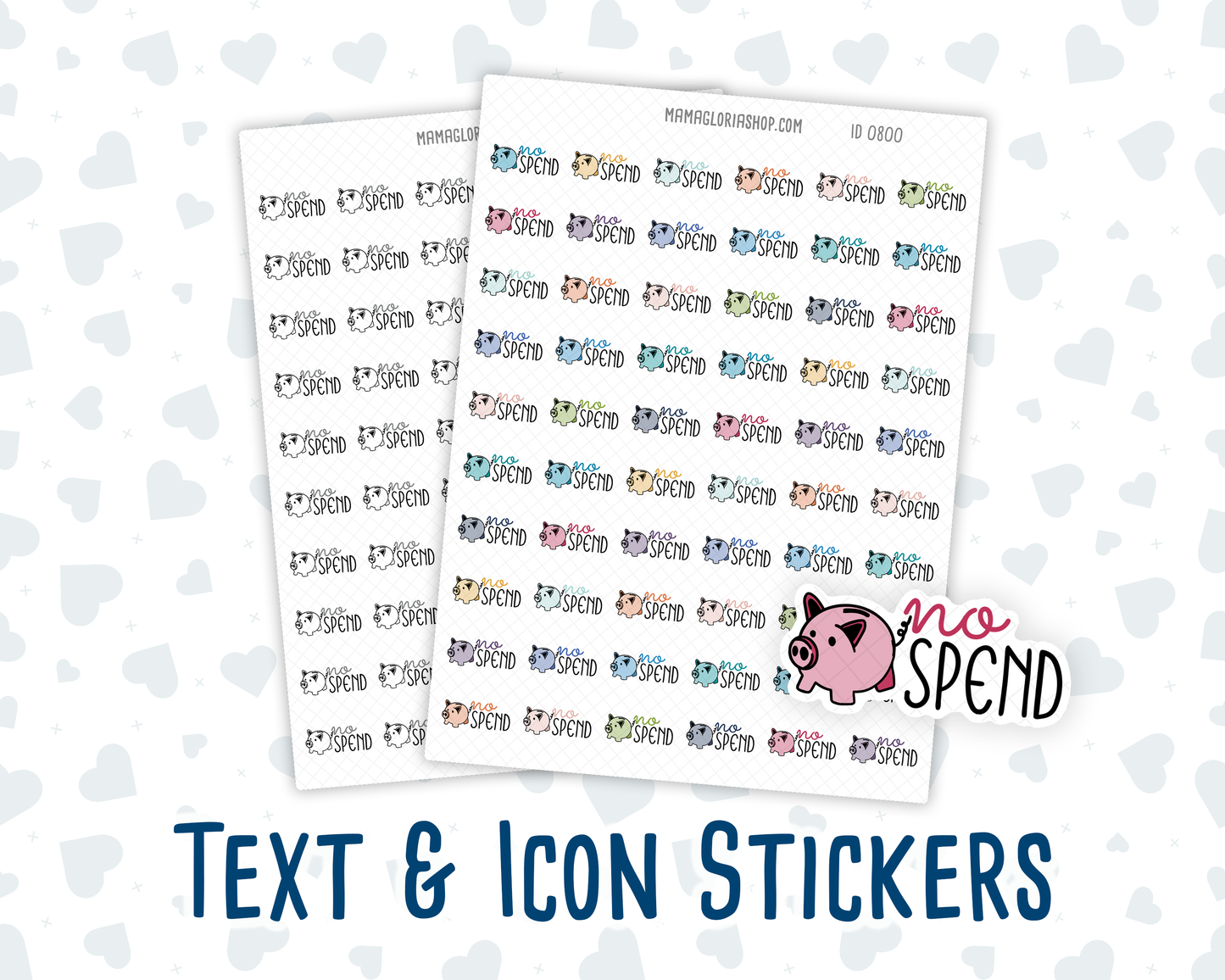 No Spend - Text Sticker With Icon