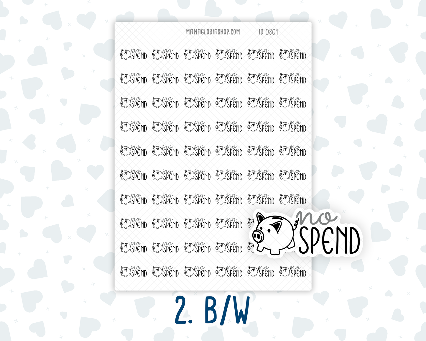 No Spend - Text Sticker With Icon