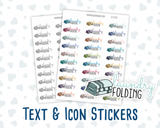 Laundry Folding - Text Sticker With Icon