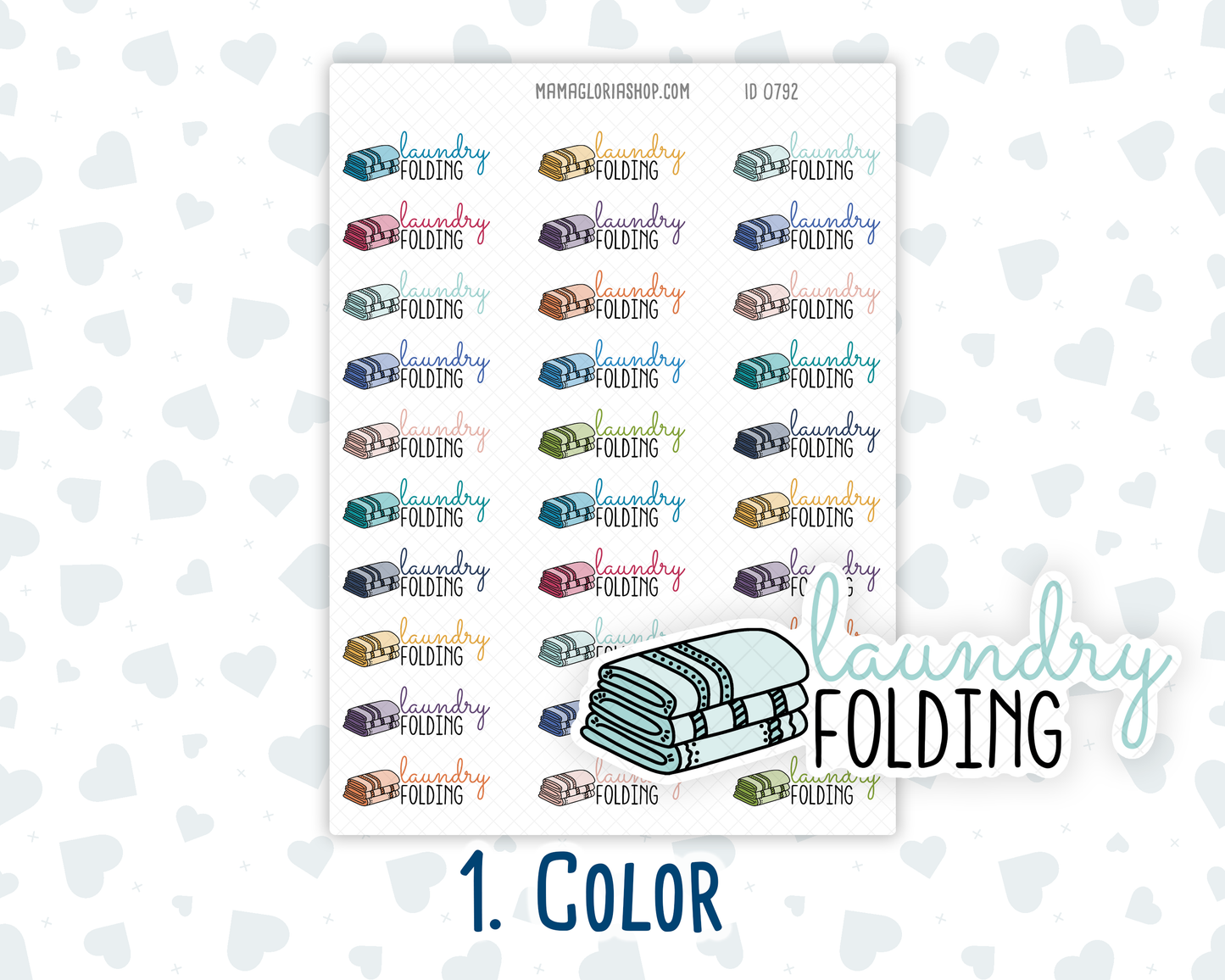 Laundry Folding - Text Sticker With Icon