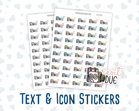 Rent Due - Text Sticker With Icon