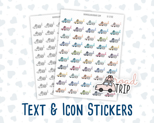 Road Trip - Text Sticker With Icon