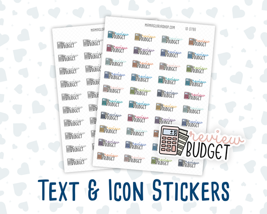 Review Budget- Text Sticker With Icon