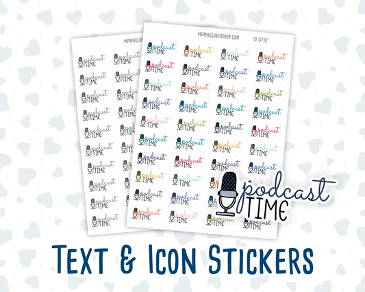 Podcast Time - Text Sticker With Icon