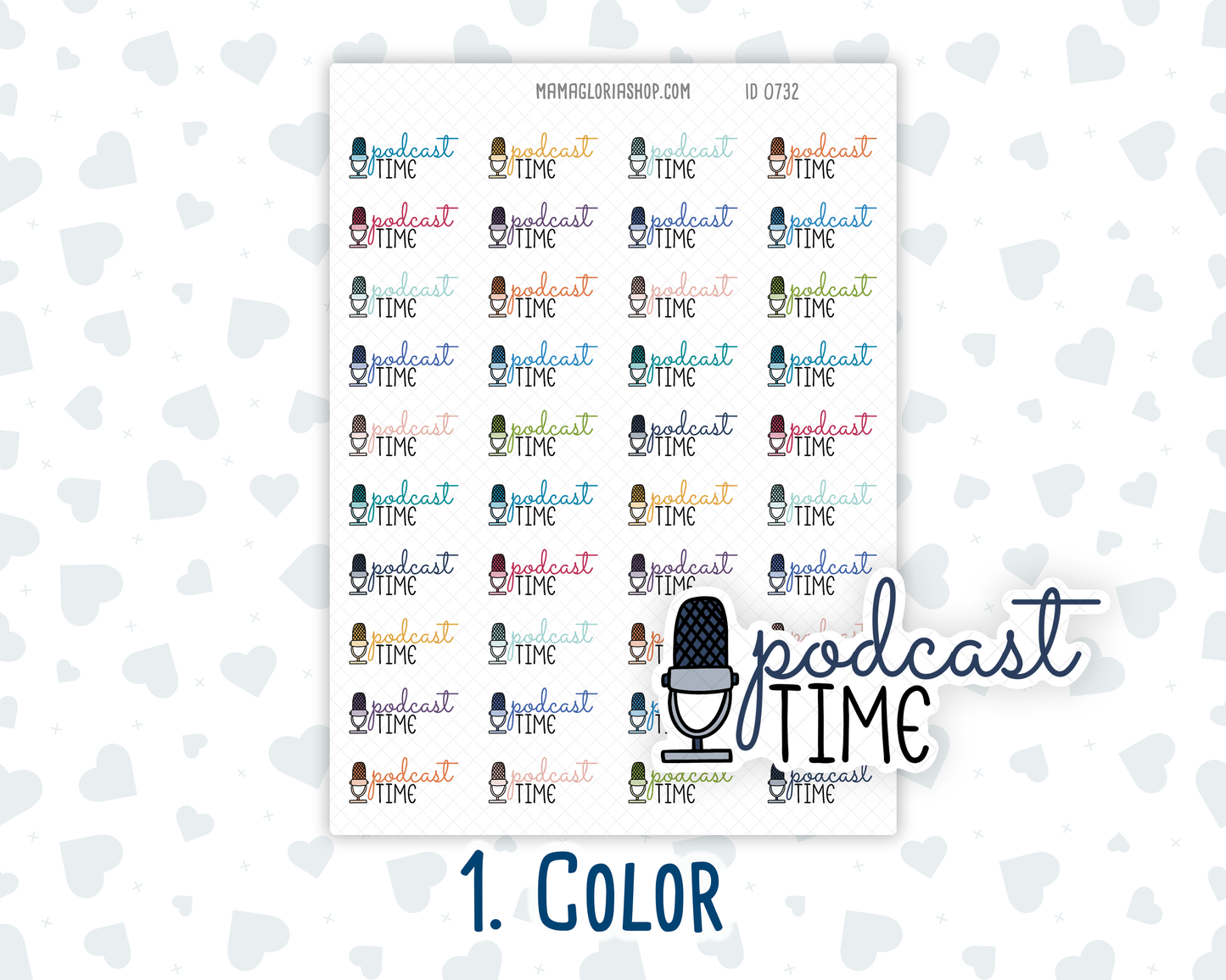 Podcast Time - Text Sticker With Icon