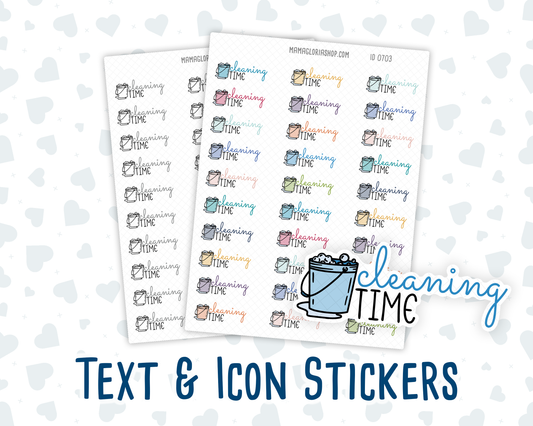 Cleaning Time - Text Sticker With Icon