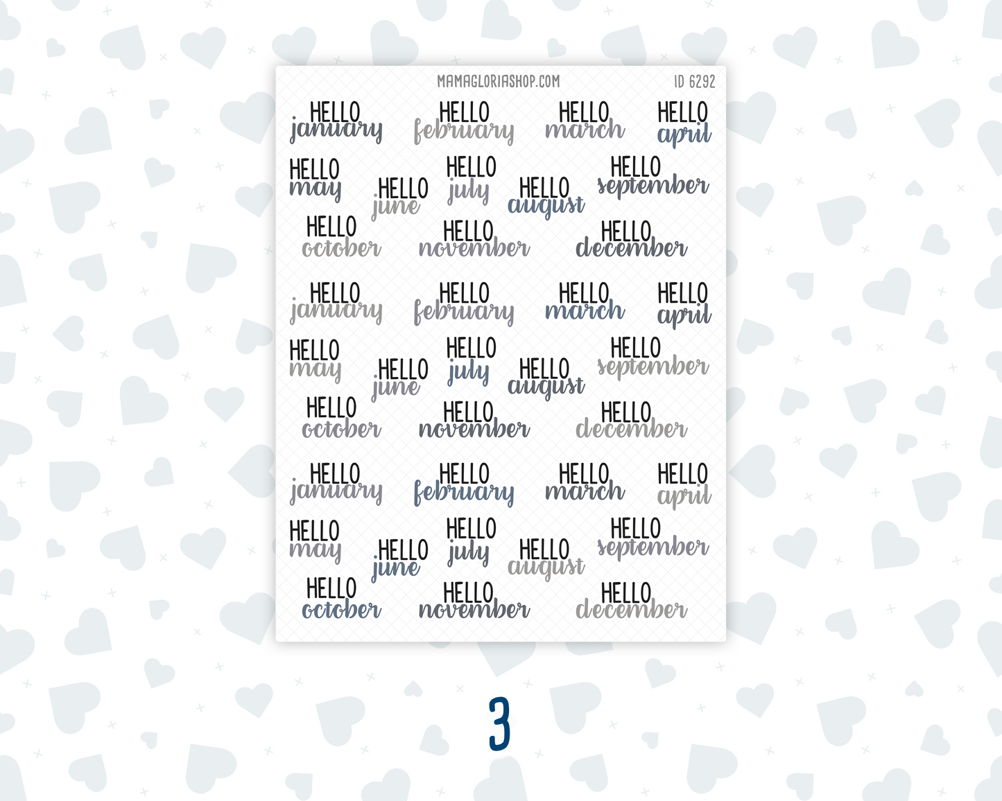 Hello Monthly Stickers - Script
