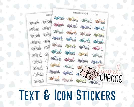 Towel Change - Text Sticker With Icon