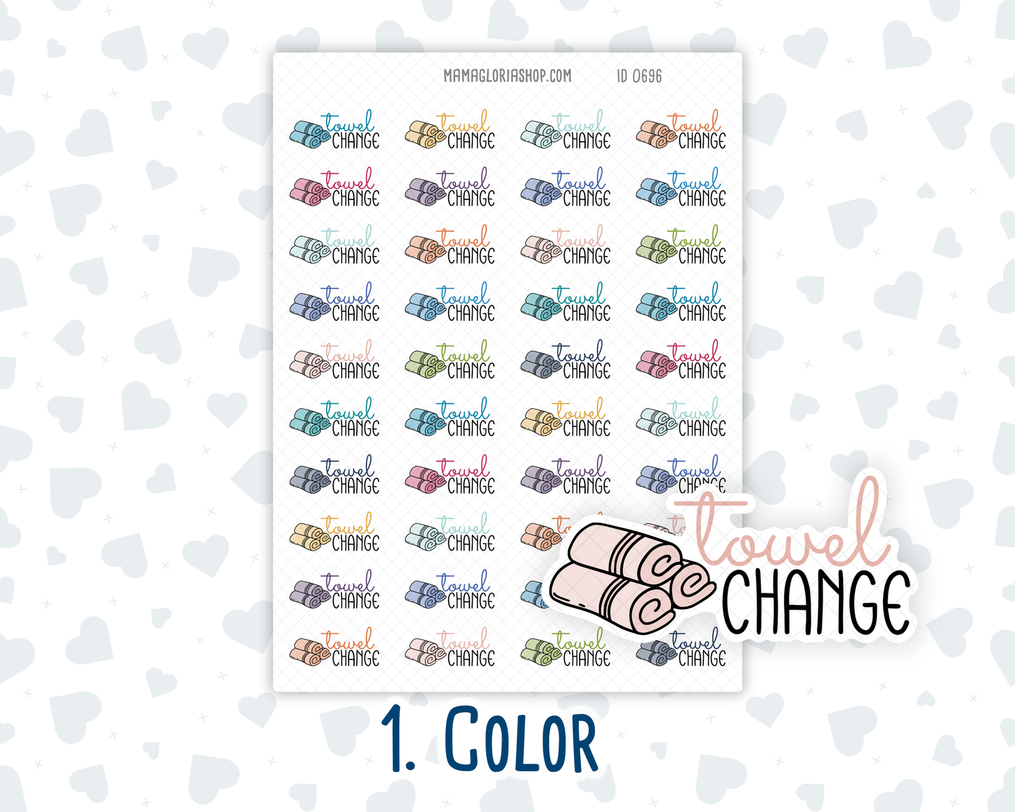 Towel Change - Text Sticker With Icon