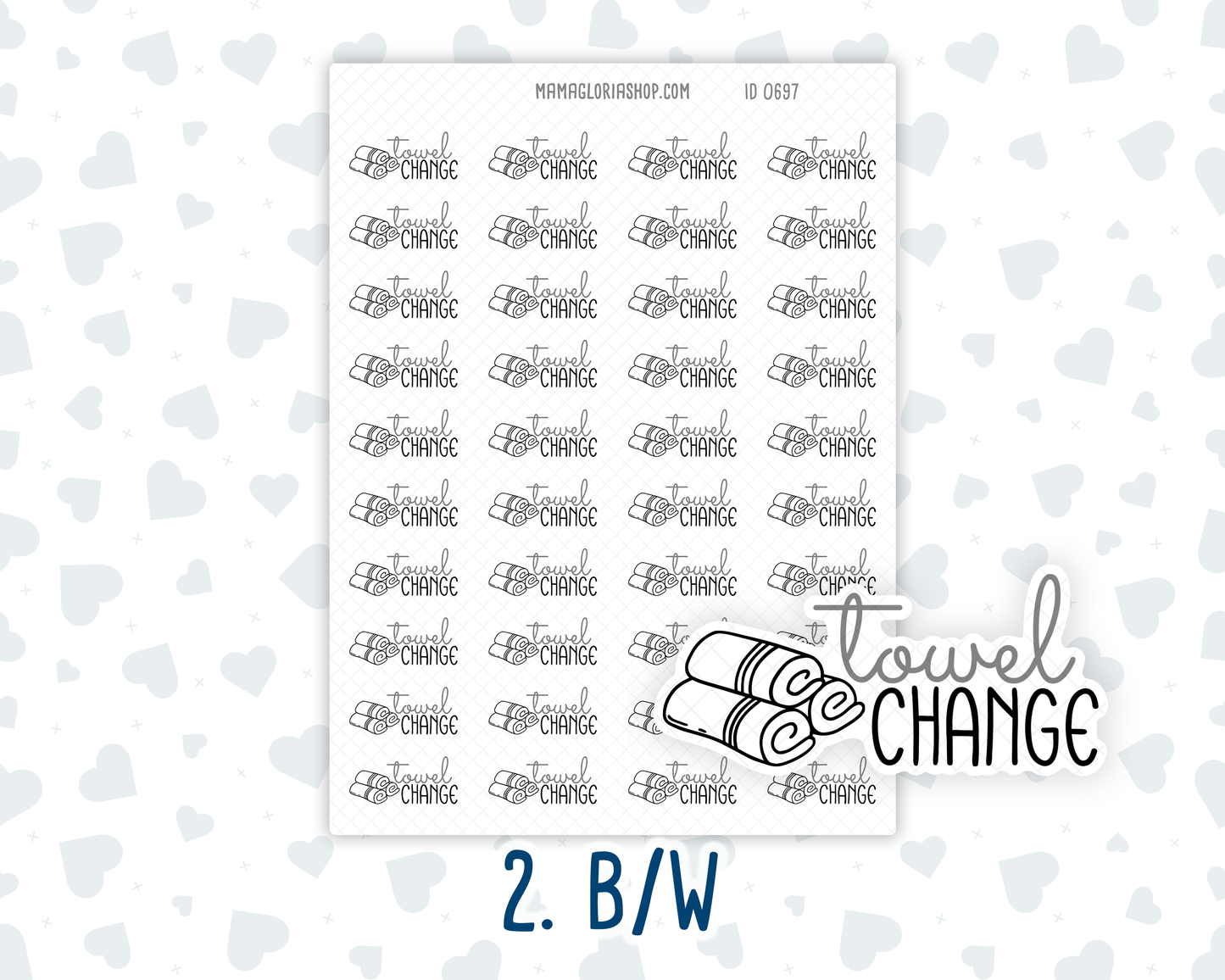 Towel Change - Text Sticker With Icon