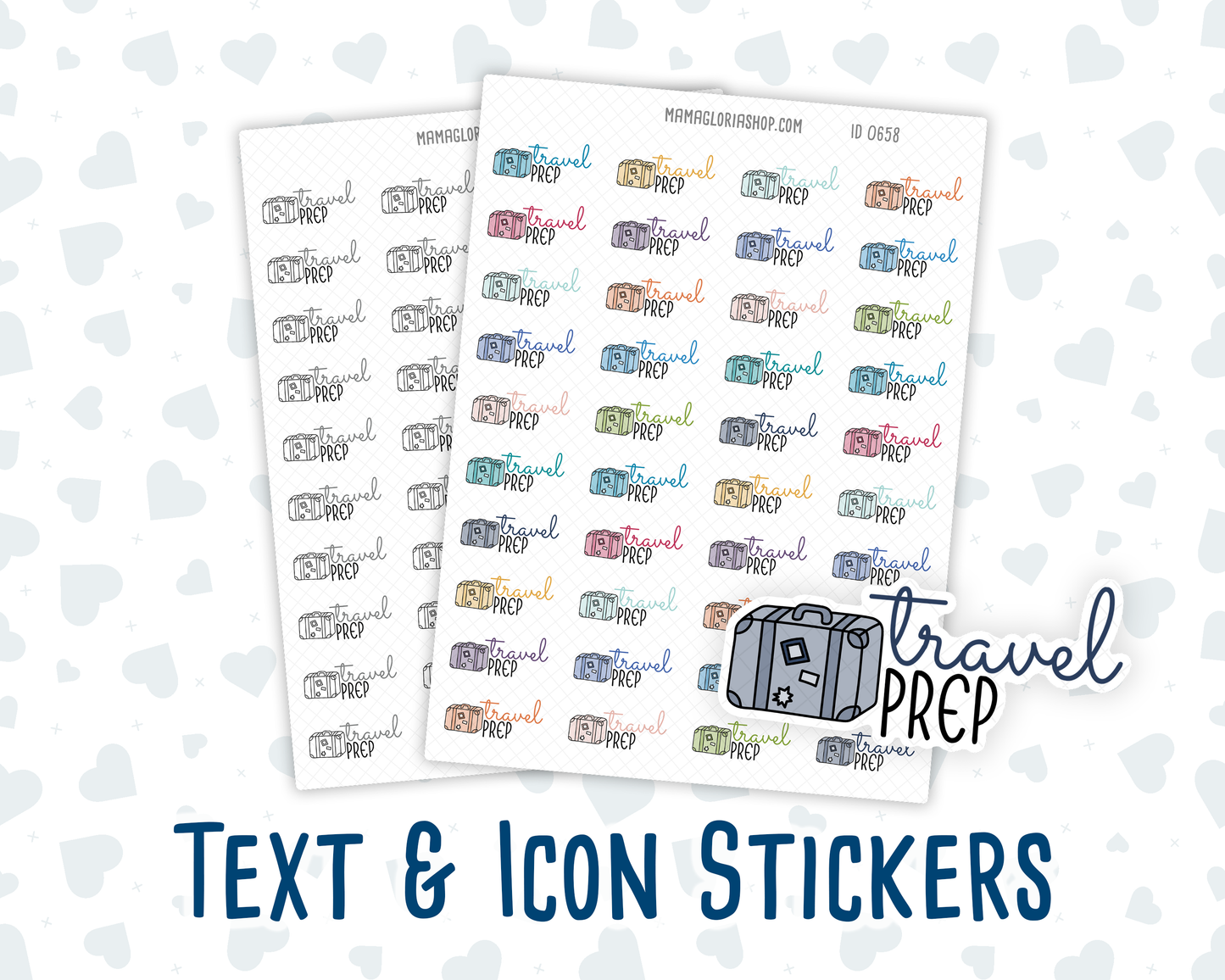 Travel Prep- Text Sticker With Icon