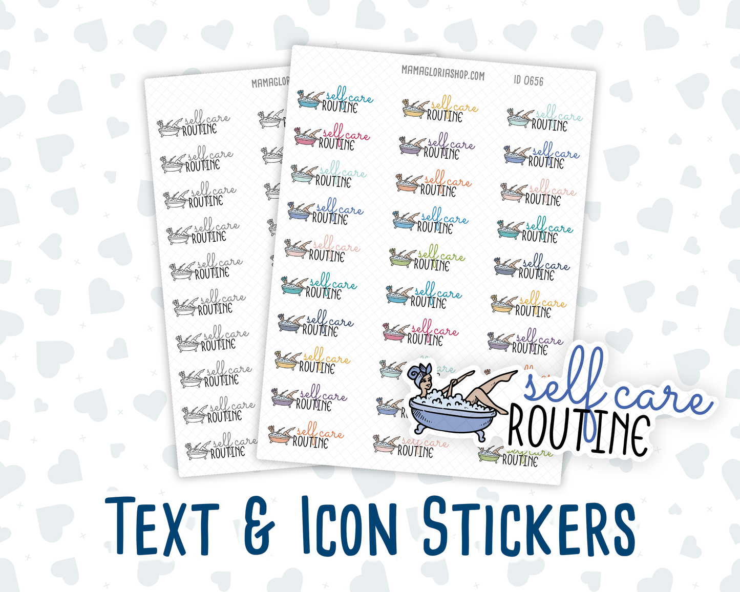 Self Care Routine - Text Sticker With Icon