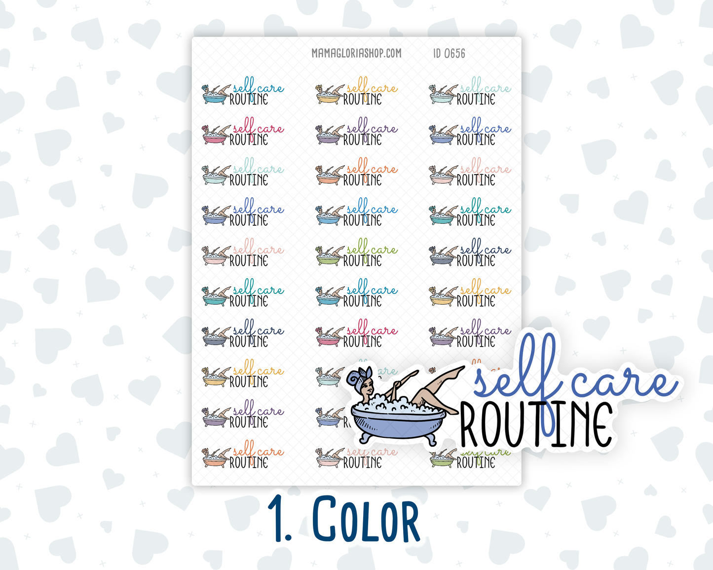 Self Care Routine - Text Sticker With Icon