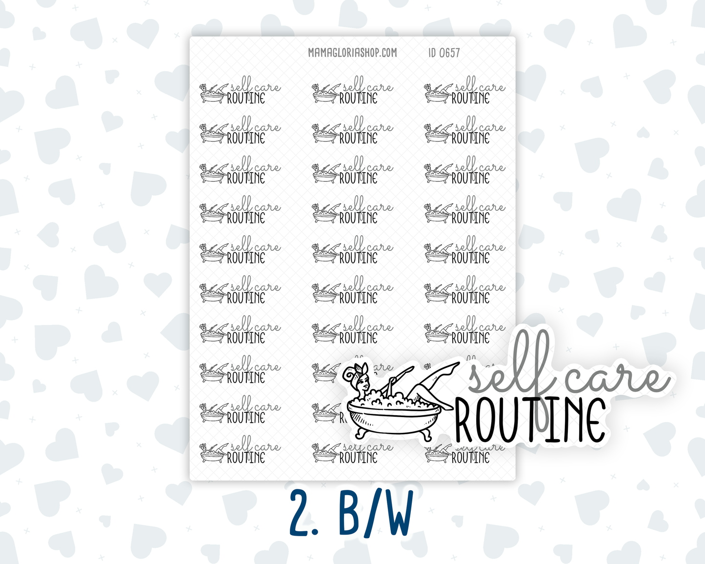 Self Care Routine - Text Sticker With Icon