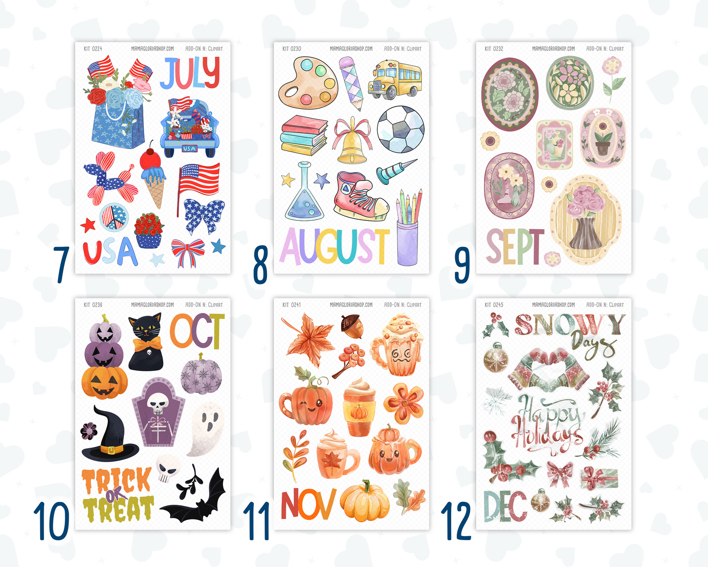 12-Month Clipart Pack - 2026 - For Planners