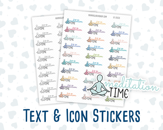 Meditation Time - Text Sticker With Icon