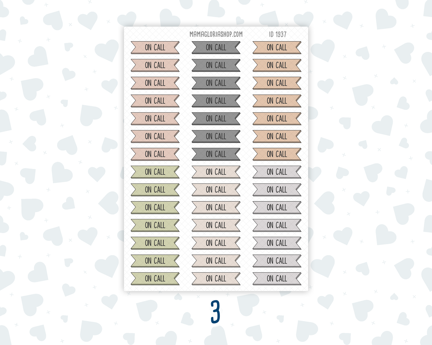 On Call - Banner Label Stickers - Functional - For Planners – Wild Sage & Muted Slate