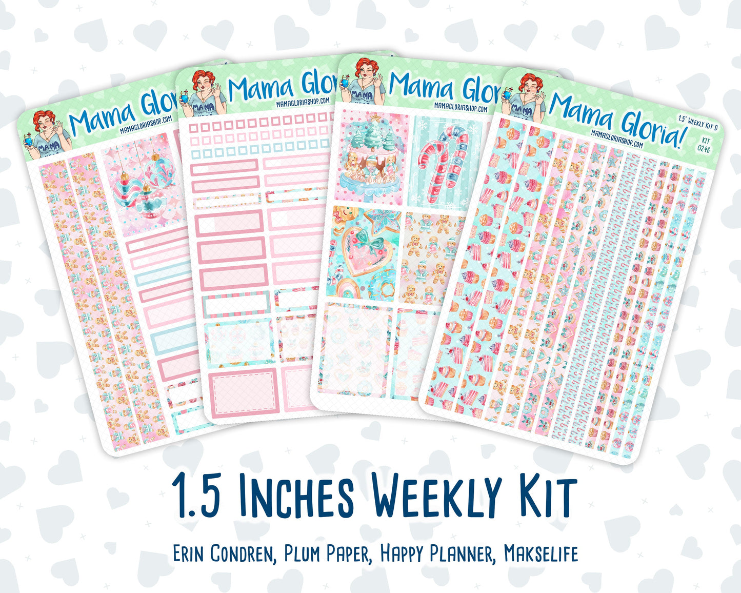 Kit 0246 - 1.5" Wide Column - Weekly Kit - December - Gingerbread Sweets - For Vertical & Hourly Planners