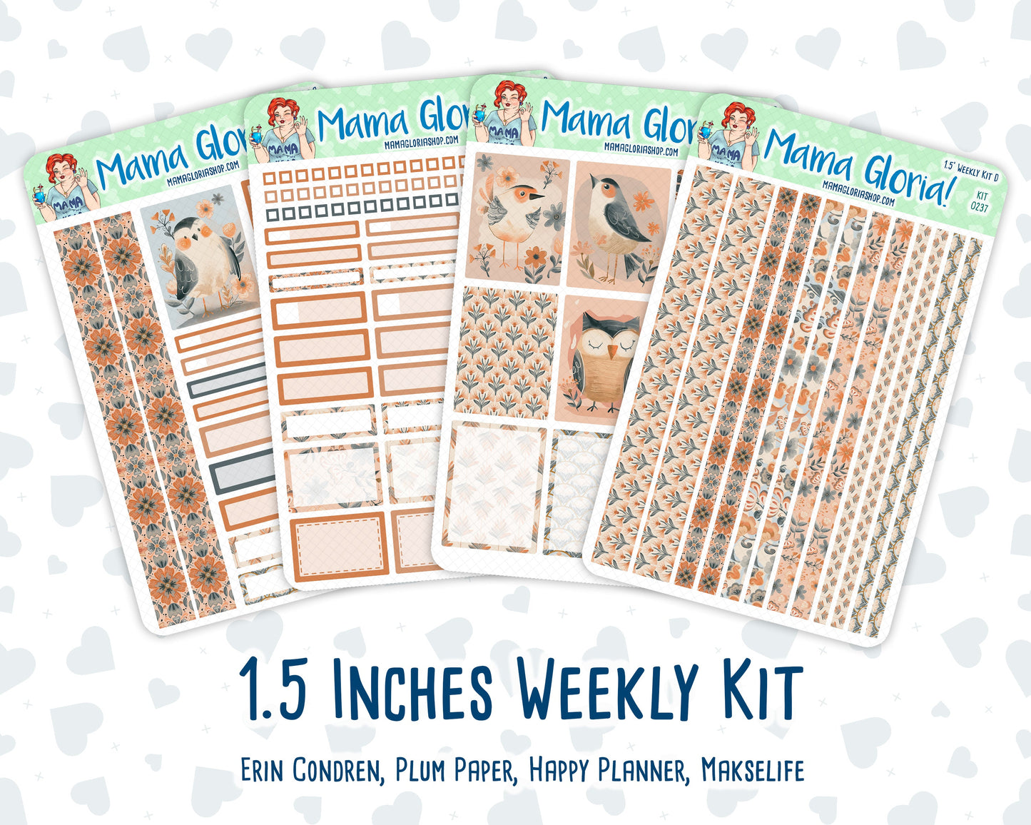 Kit 0237 - 1.5" Wide Column - Weekly Kit - October - Forest Folk - For Vertical & Hourly Planners