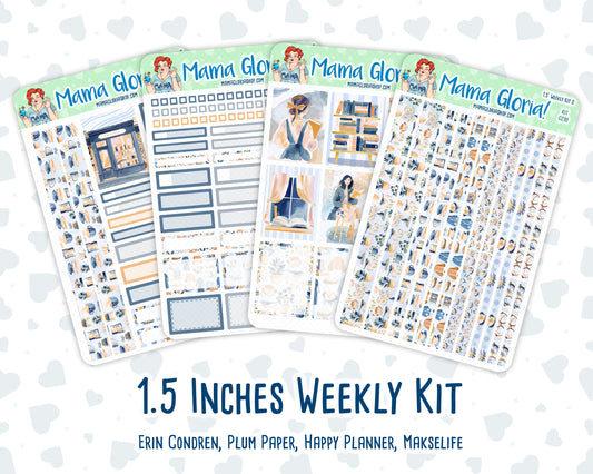 Kit 0299 - 1.5" Wide Column - Weekly Kit - October - Book Nook - For Vertical & Hourly Planners