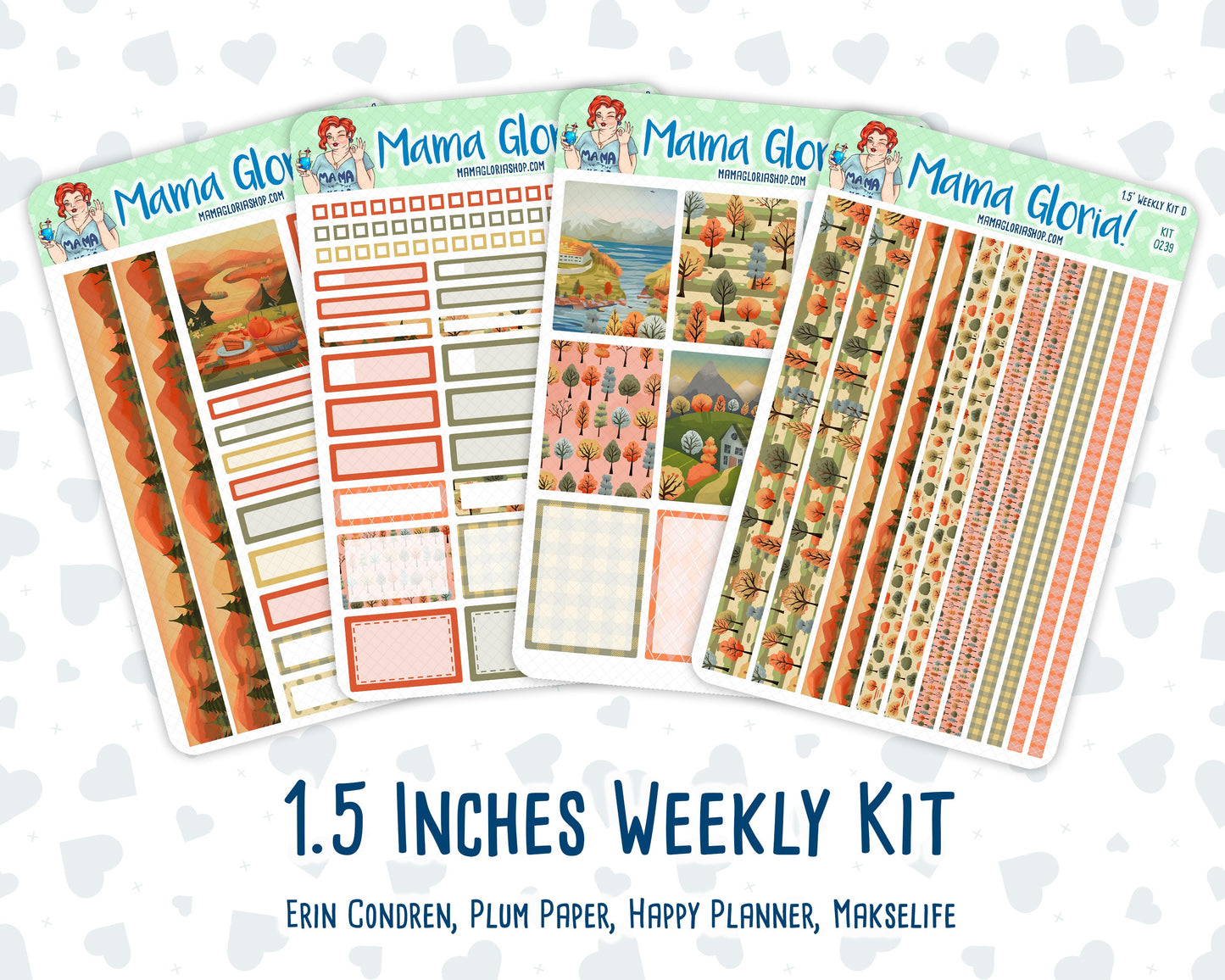 Kit 0239 - 1.5" Wide Column - Weekly Kit - October - October Stroll - For Vertical & Hourly Planners