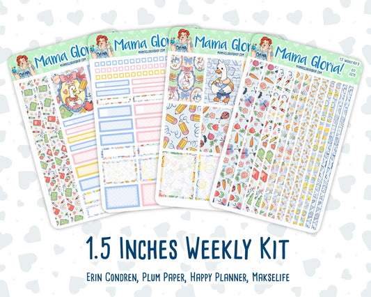 Kit 0279 - 1.5" Wide Column - Weekly Kit - August - Not Ready For School - For Vertical & Hourly Planners