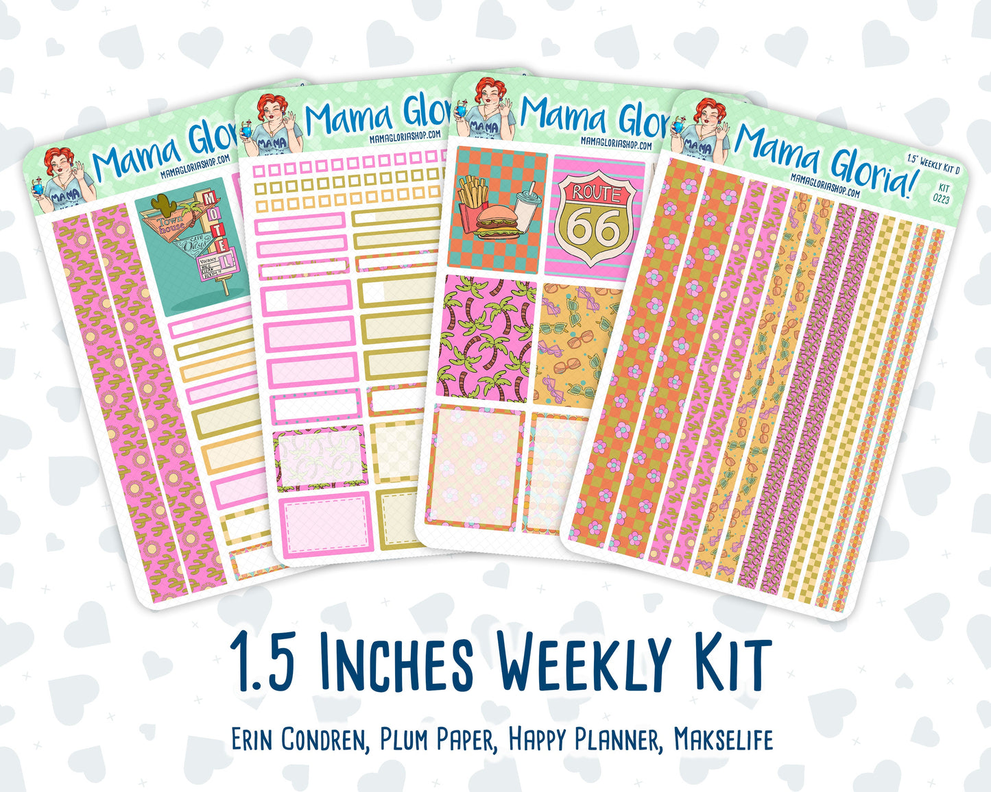 Kit 0223 - 1.5" Wide Column - Weekly Kit - June - Route 66 - For Vertical & Hourly Planners