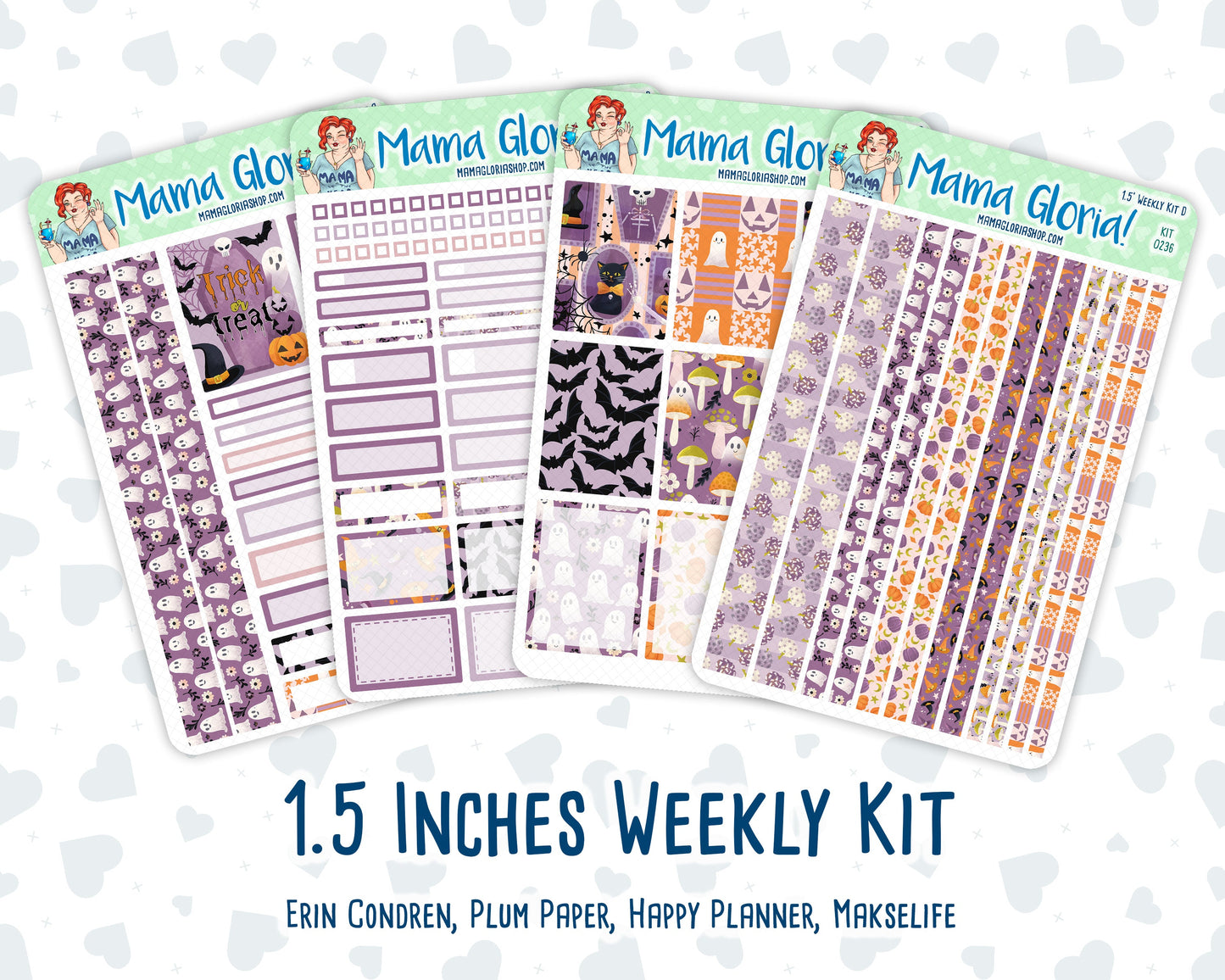 Kit 0236 - 1.5" Wide Column - Weekly Kit - October - Sweet & Spooky - For Vertical & Hourly Planners