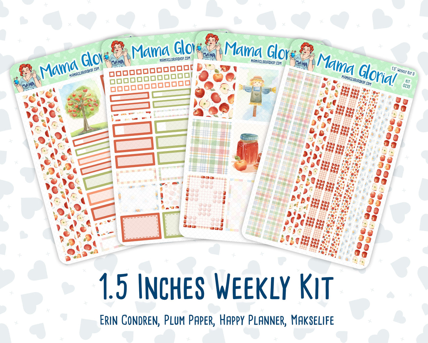 Kit 0235 - 1.5" Wide Column - Weekly Kit - September - Apple Orchard - For Vertical & Hourly Planners