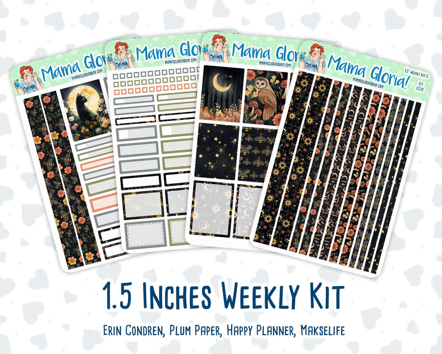 Kit 0238 - 1.5" Wide Column - Weekly Kit - October - Starry Autumn Nights - For Vertical & Hourly Planners