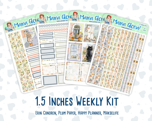 Kit 0300 - 1.5" Wide Column - Weekly Kit - October - Autumn Stroll - For Vertical & Hourly Planners