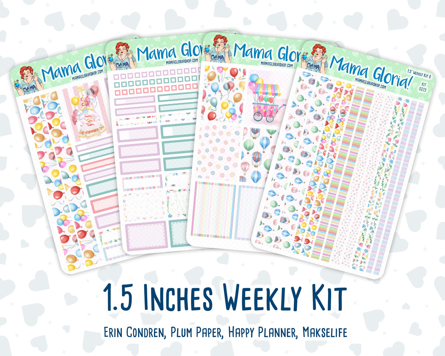 Kit 0225 - 1.5" Wide Column - Weekly Kit - July - Carnival Joy - For Vertical & Hourly Planners