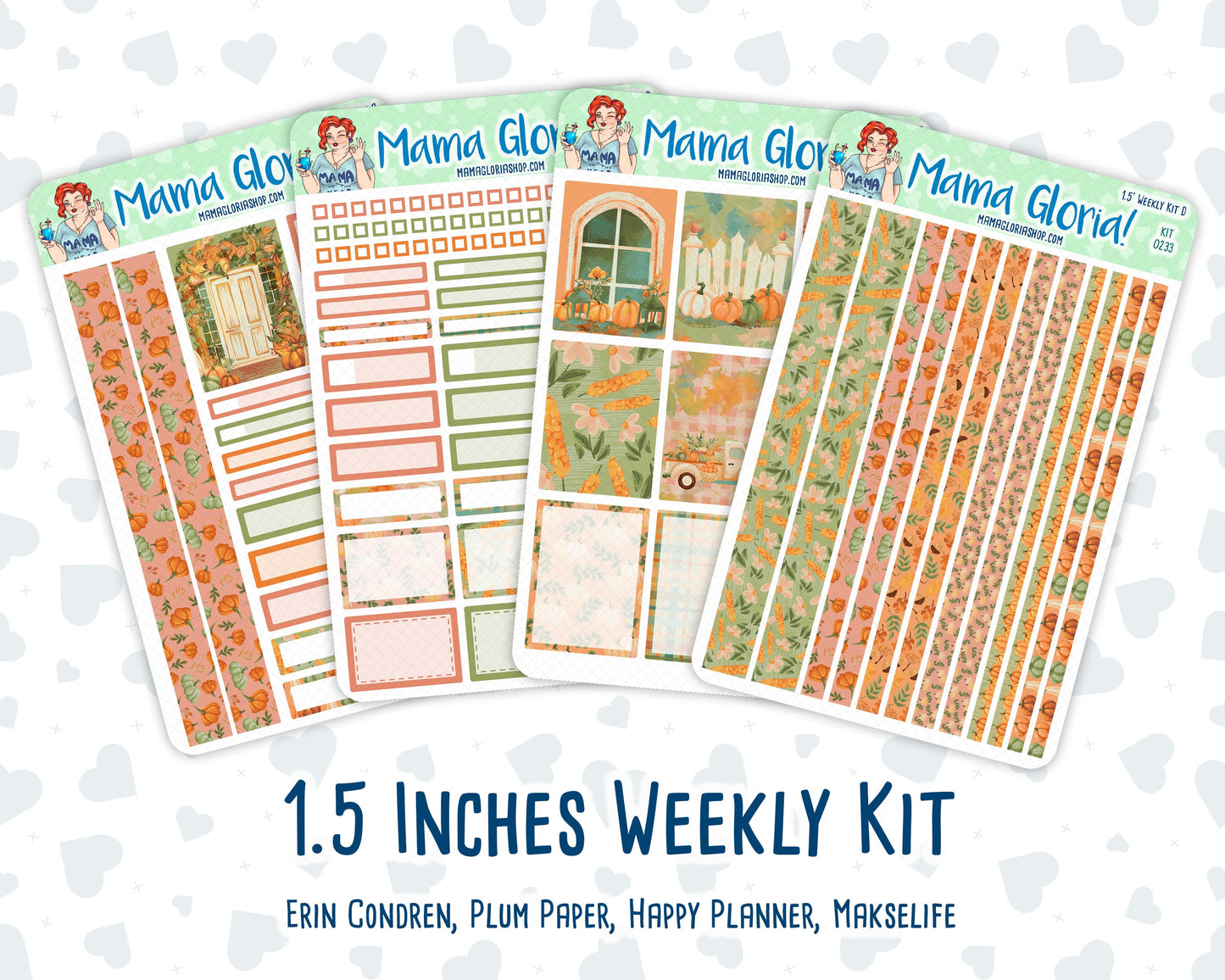 Kit 0233 - 1.5" Wide Column - Weekly Kit - September - Cinnamon Days - For Vertical & Hourly Planners