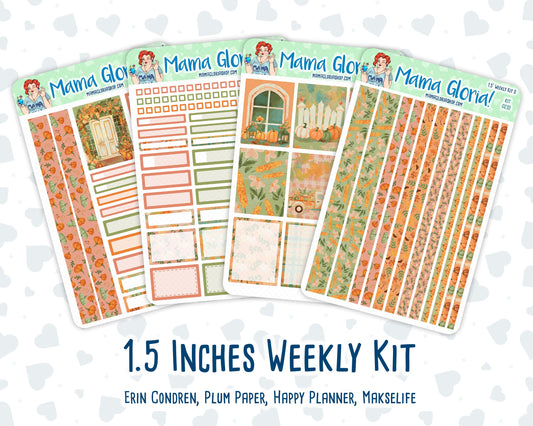 Kit 0233 - 1.5" Wide Column - Weekly Kit - September - Cinnamon Days  - For Vertical & Hourly Planners