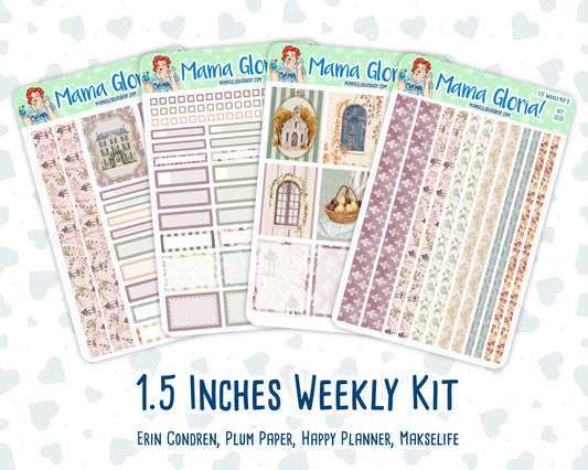 Kit 0293 - 1.5" Wide Column - Weekly Kit - September - Fleur de Provence - For Vertical & Hourly Planners
