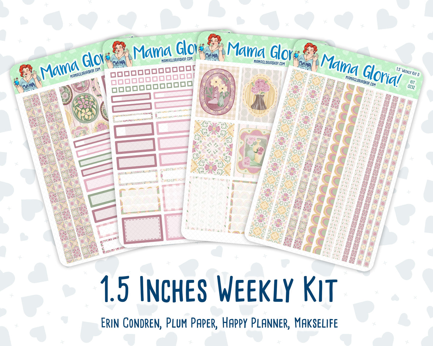 Kit 0232 - 1.5" Wide Column - Weekly Kit - September - Heirloom Garden - For Vertical & Hourly Planners
