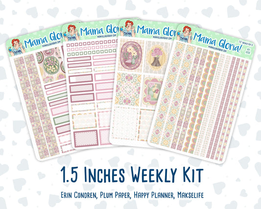 Kit 0232 - 1.5" Wide Column - Weekly Kit - September - Heirloom Garden  - For Vertical & Hourly Planners