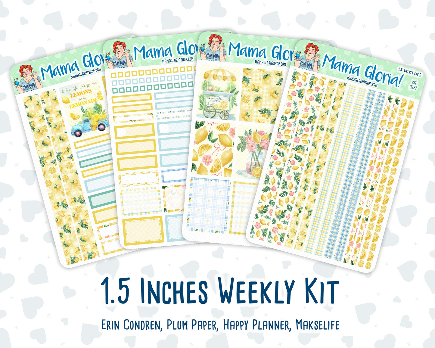 Kit 0227 - 1.5" Wide Column - Weekly Kit - July - Lemon Grove - For Vertical & Hourly Planners